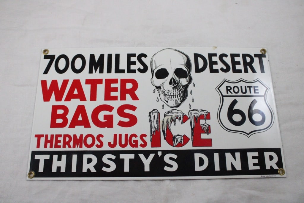 Route 66 SKULL Porcelain Sign (1 of 7)