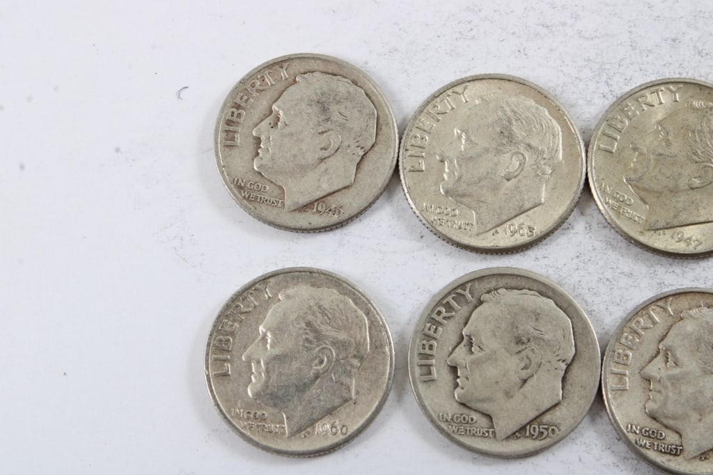 10 Silver Roosevelt Dimes - 2