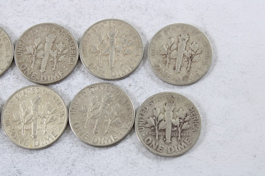 10 Silver Roosevelt Dimes - 7
