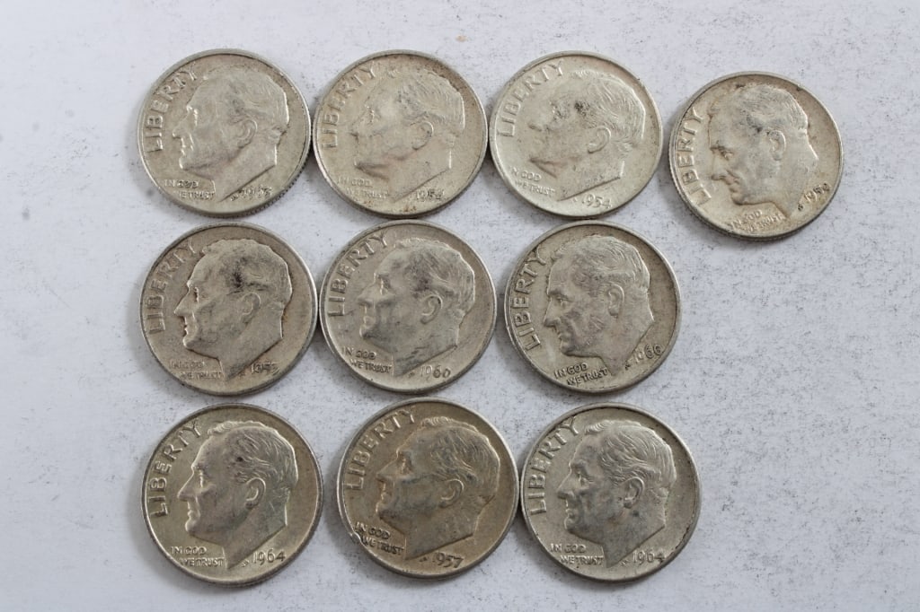 10 Silver Roosevelt Dimes (1 of 9)
