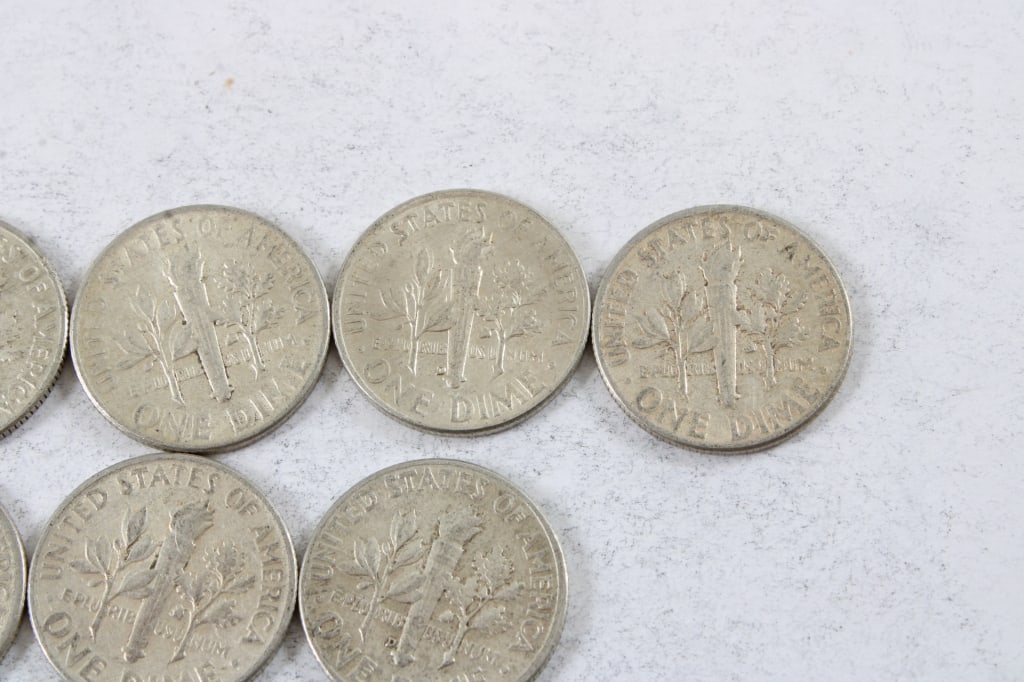 10 Silver Roosevelt Dimes - 9
