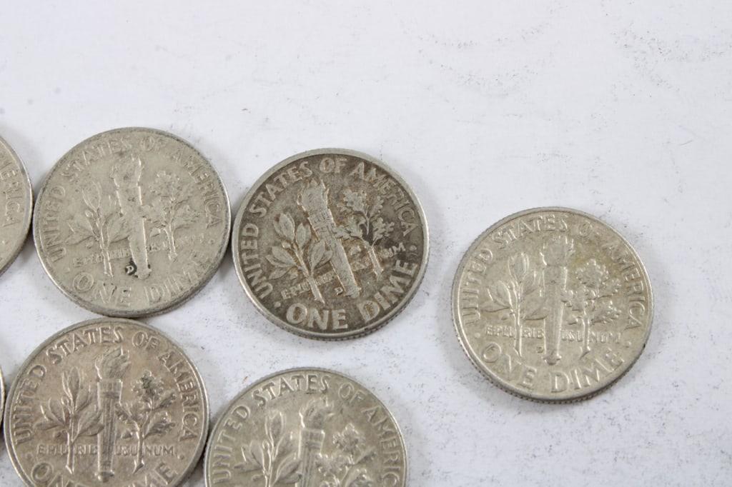 10 Silver Roosevelt Dimes - 9