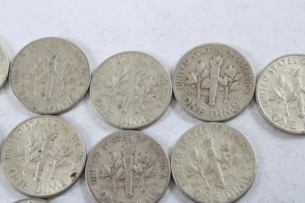 13 Silver Roosevelt Dimes - 10