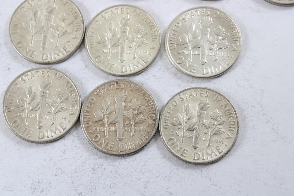 10 Silver Roosevelt Dimes - 8
