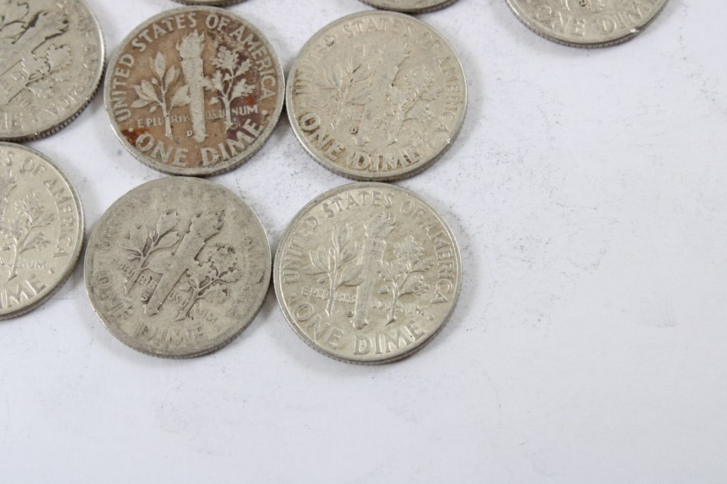 10 Silver Roosevelt Dimes - 9