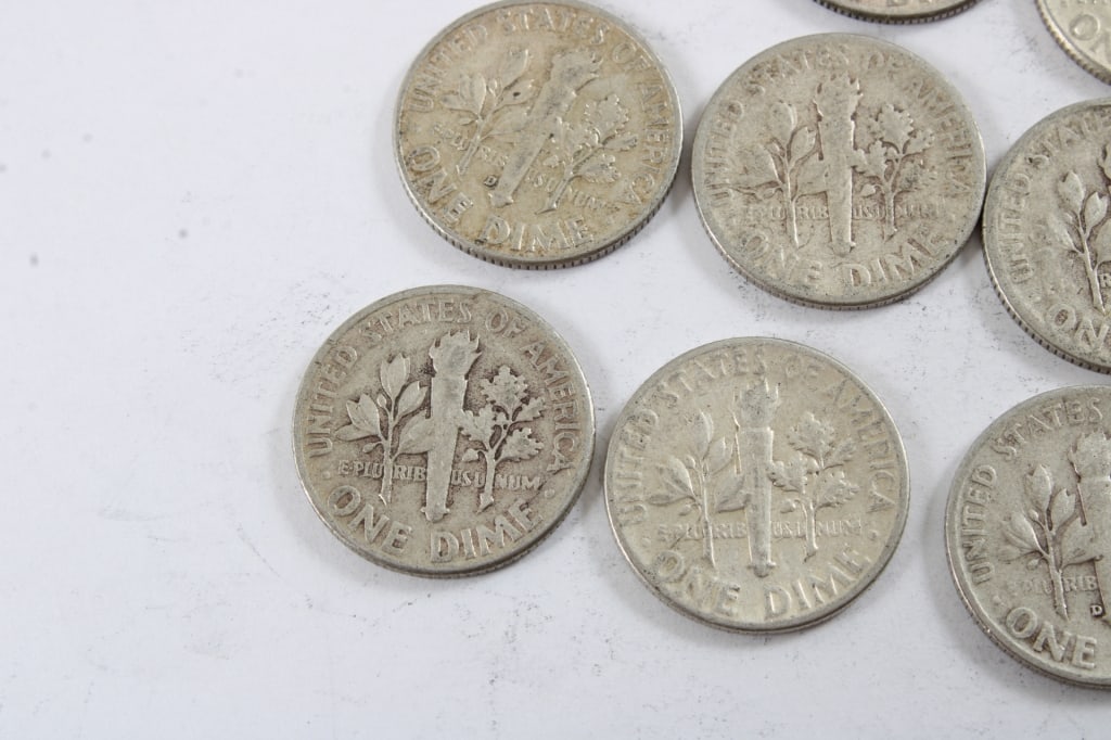 10 Silver Roosevelt Dimes - 9