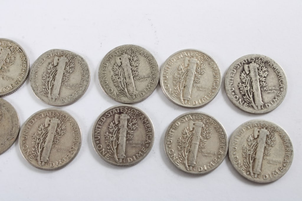 10 Silver Mercury Dimes - 3