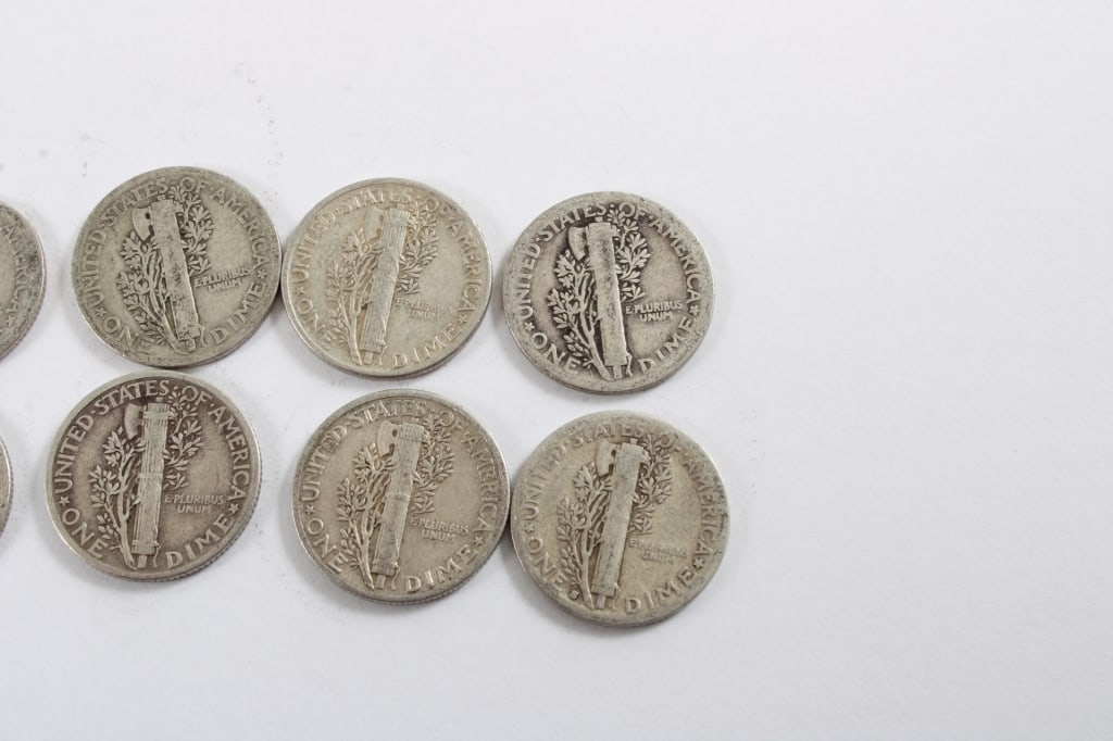 10 Silver Mercury Dimes - 4