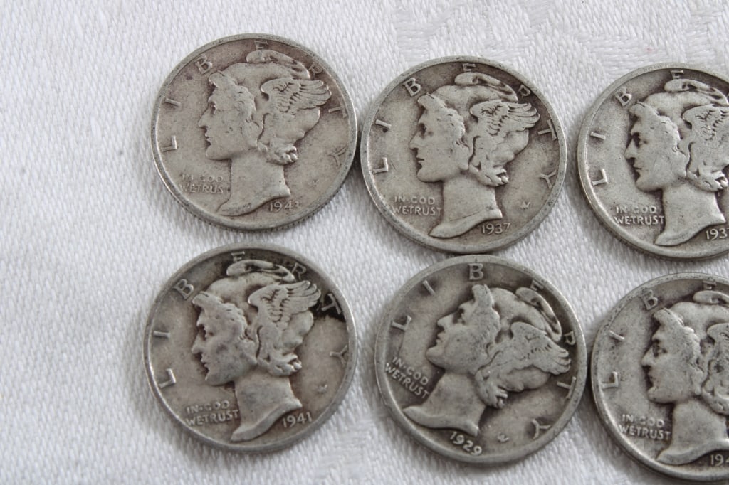10 Silver Mercury Dimes - 2