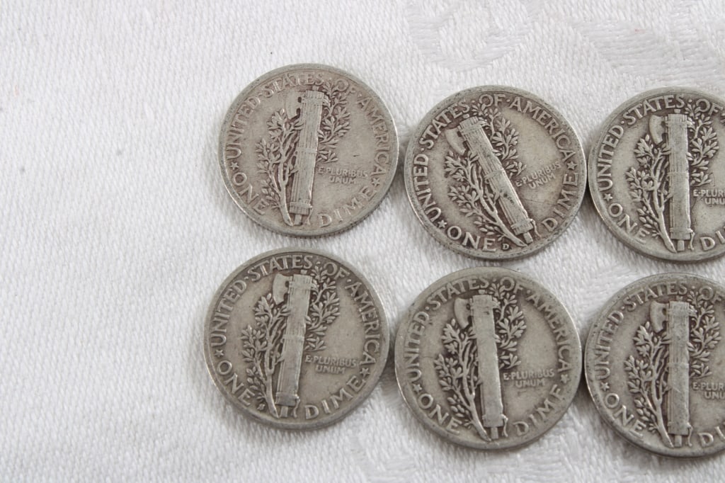 10 Silver Mercury Dimes - 5