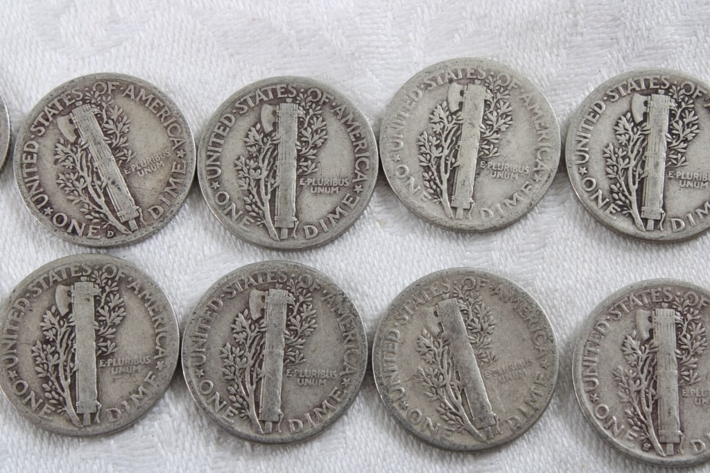 10 Silver Mercury Dimes - 6