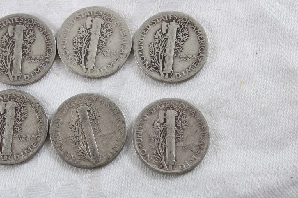 10 Silver Mercury Dimes - 7