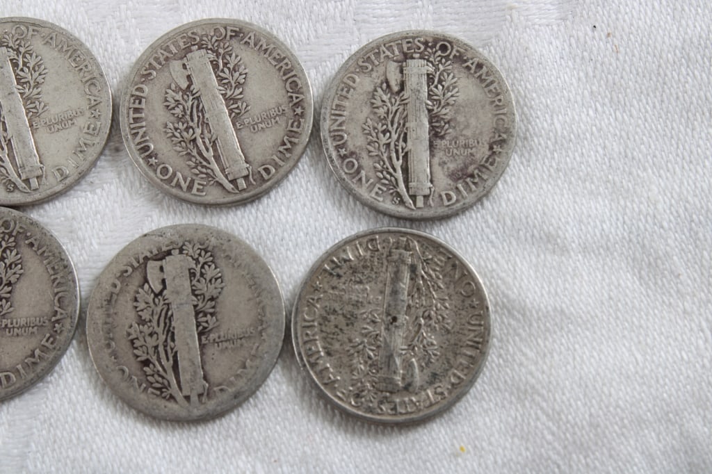 10 Silver Mercury Dimes - 7