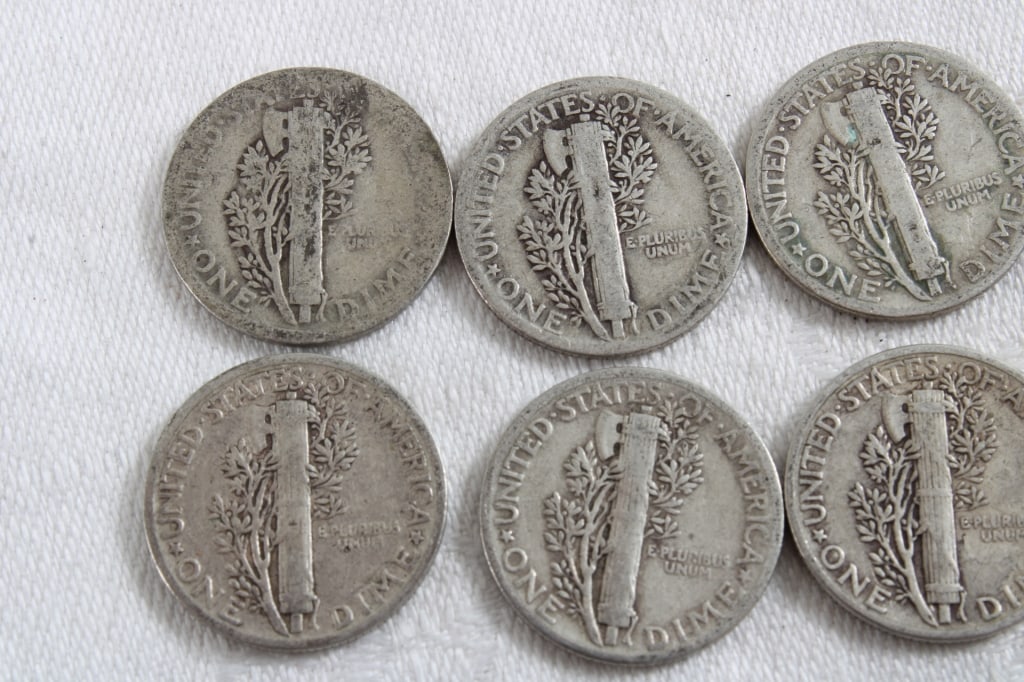 10 Silver Mercury Dimes - 5