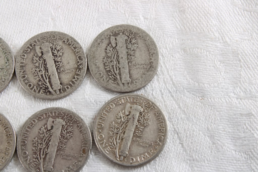 10 Silver Mercury Dimes - 7