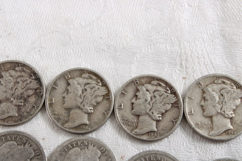 11 Silver Dimes 5 Barber & 6 Mercury - 4