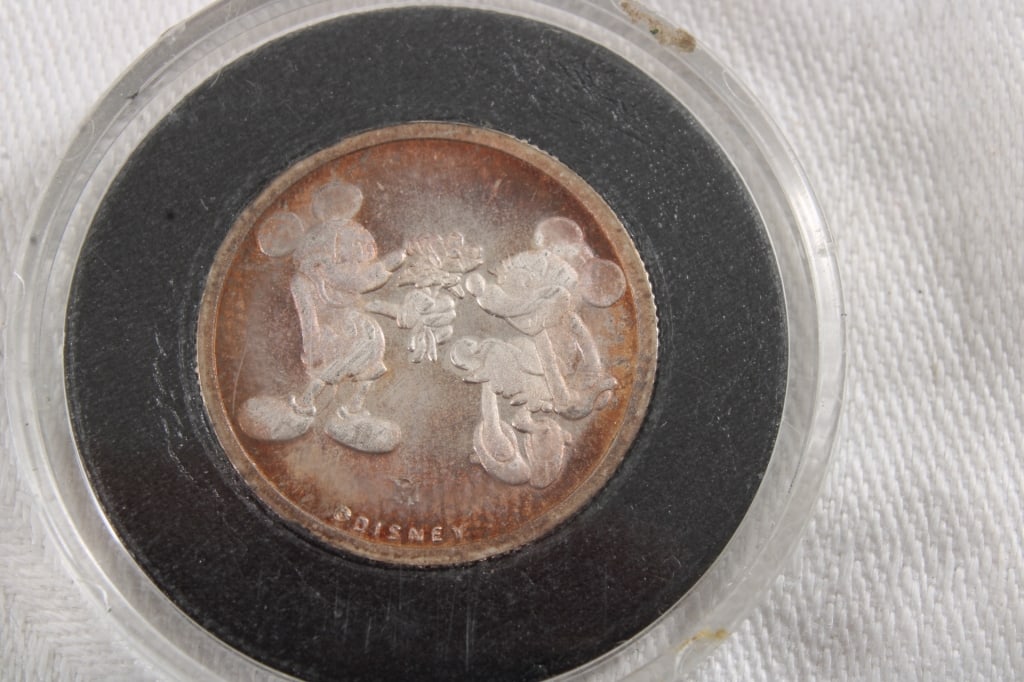 1990 Disney Mickey Minnie .999 Solid Silver Coin - 2