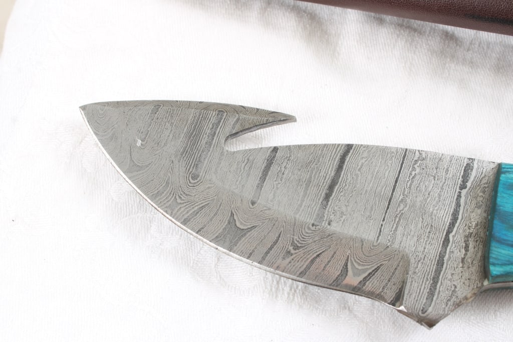 3 Damascus Custom Made Knives in Sheaths - 14