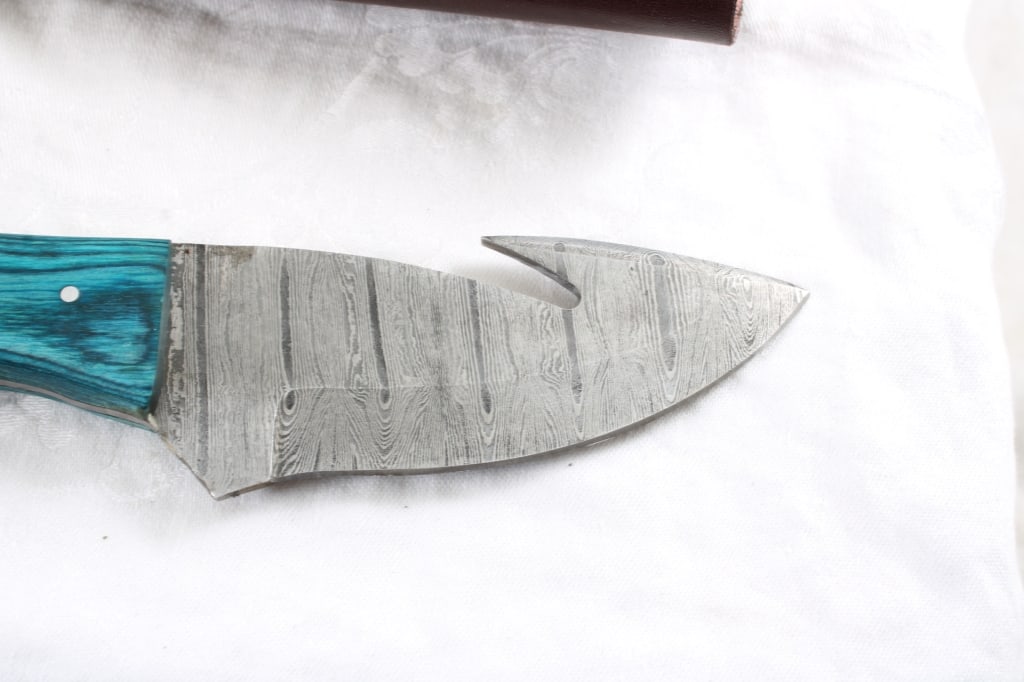 3 Damascus Custom Made Knives in Sheaths - 16