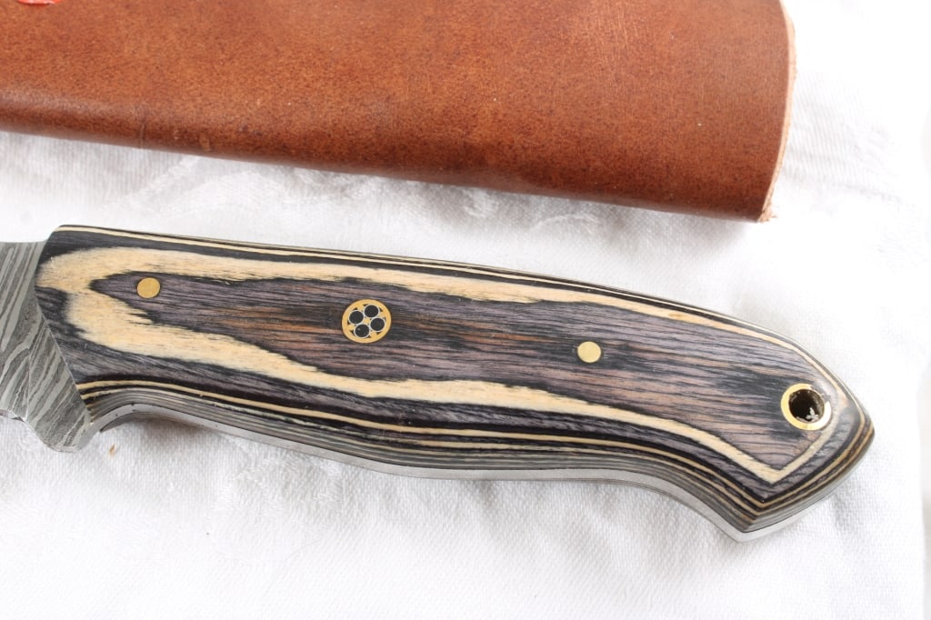 3 Damascus Custom Made Knives in Sheaths - 8