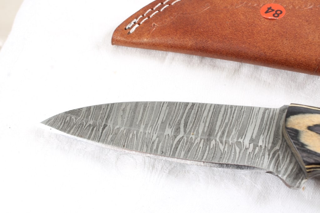 3 Damascus Custom Made Knives in Sheaths - 9