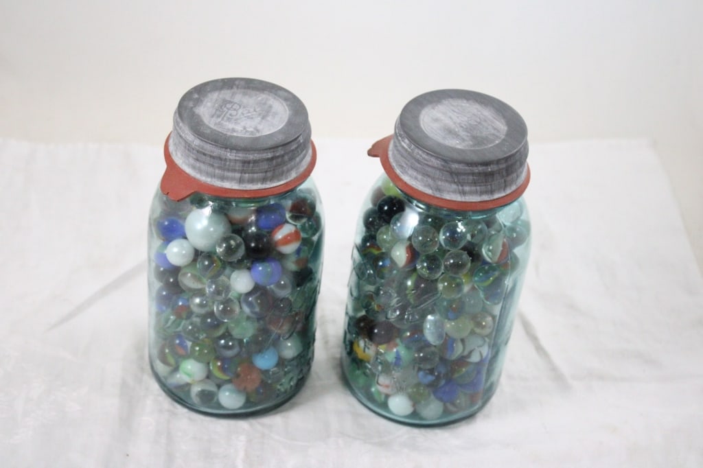 2 Canning Blue Jars of Vintage Marbles (1 of 15)