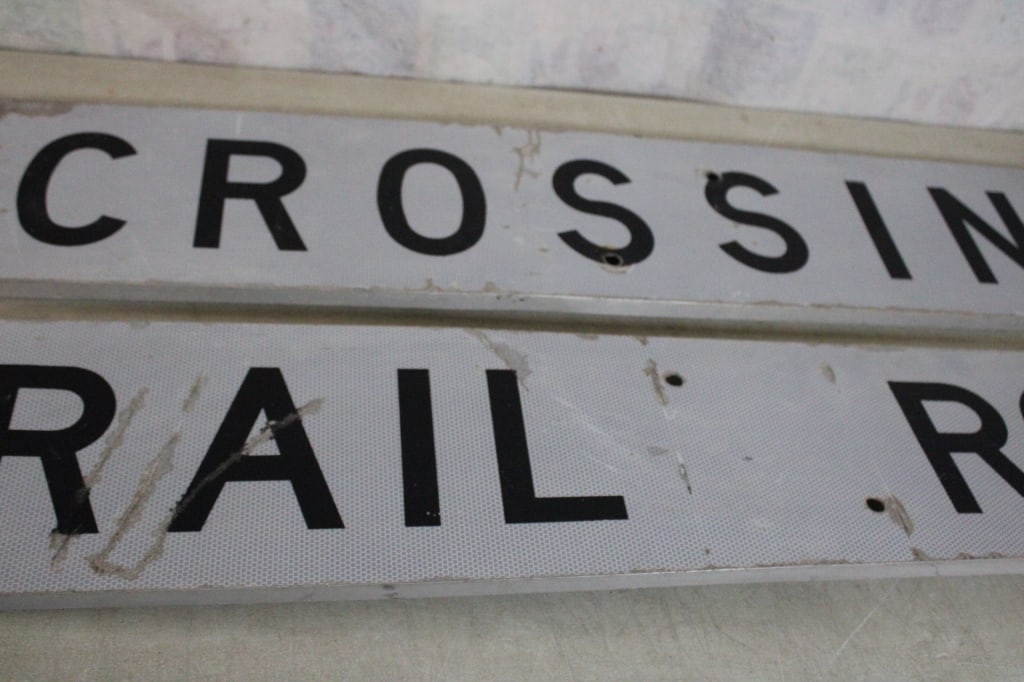 Railroad Crossing Reflective Metal Sign 48" x 9" - 3