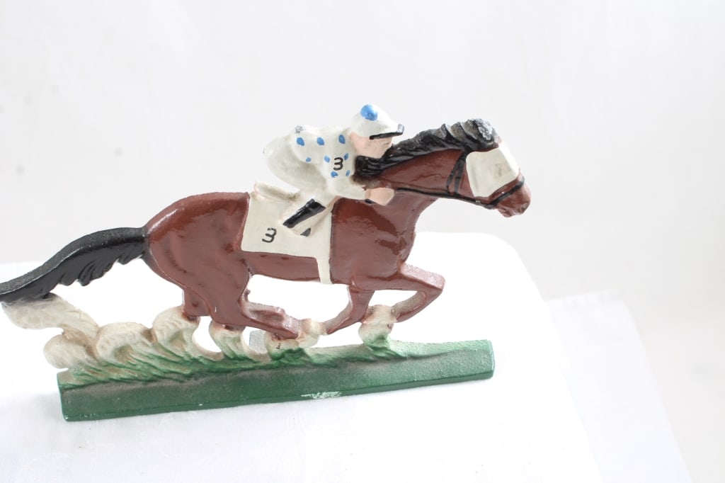 Cast Iron Slugger Ball Player Bank, Race Horse - 14