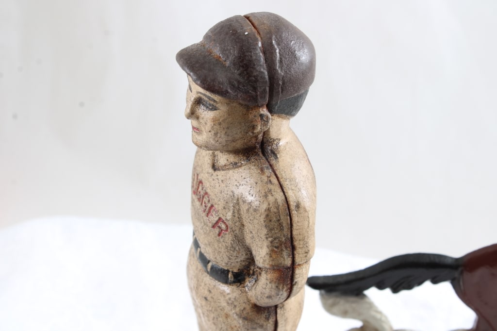 Cast Iron Slugger Ball Player Bank, Race Horse - 9