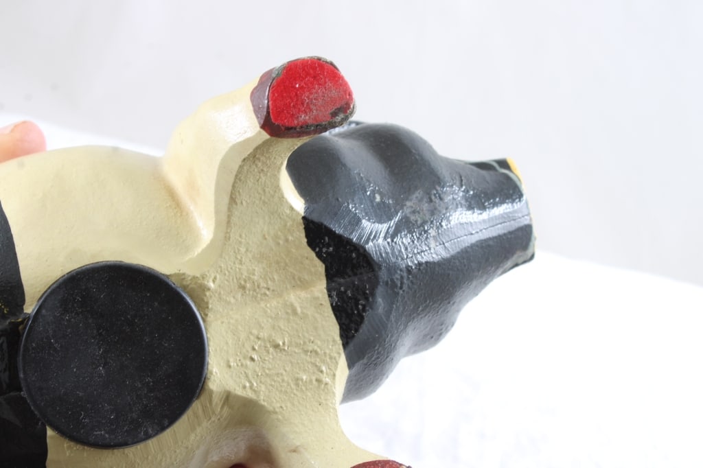 Cast Iron Piggy Bank Black and Tan with Plug - 6