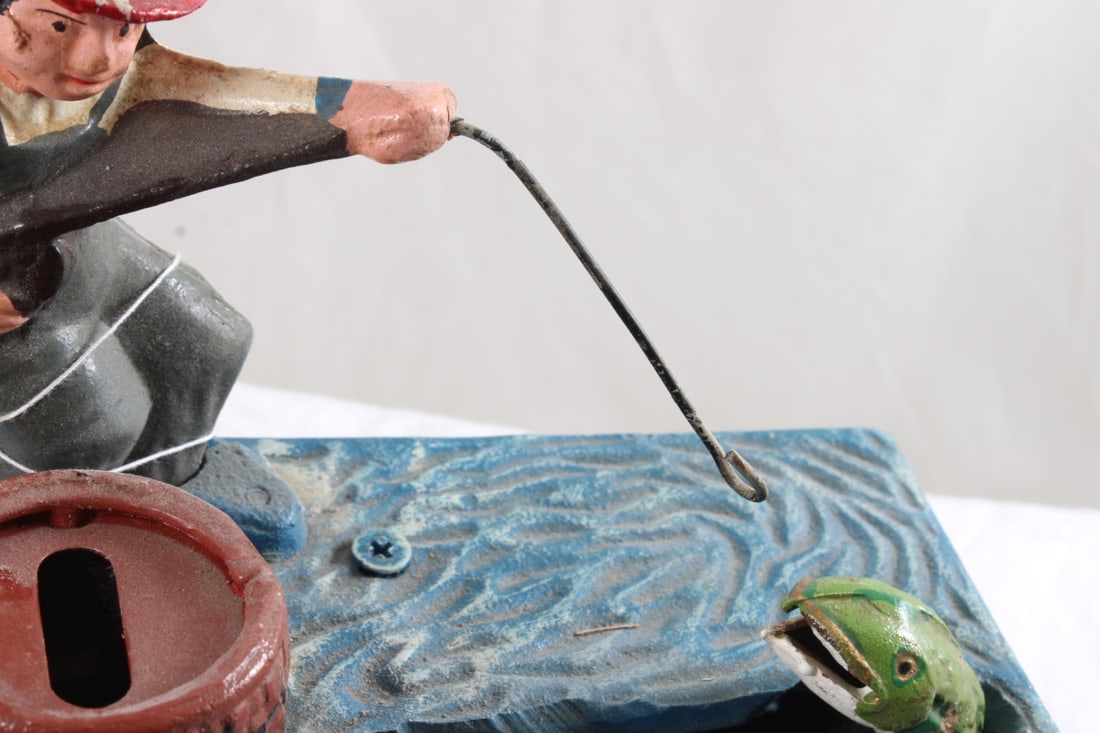 The One That Got Away Fisherman Cast Iron Bank - 2