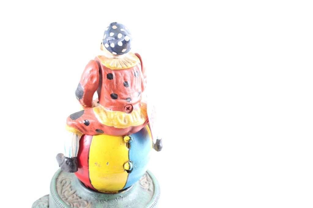 Cast Iron Mechanical Clown on Globe Bank - 4