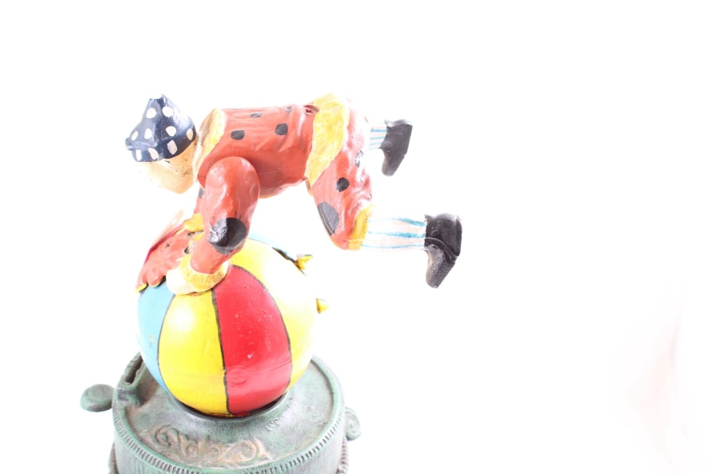 Cast Iron Mechanical Clown on Globe Bank - 6