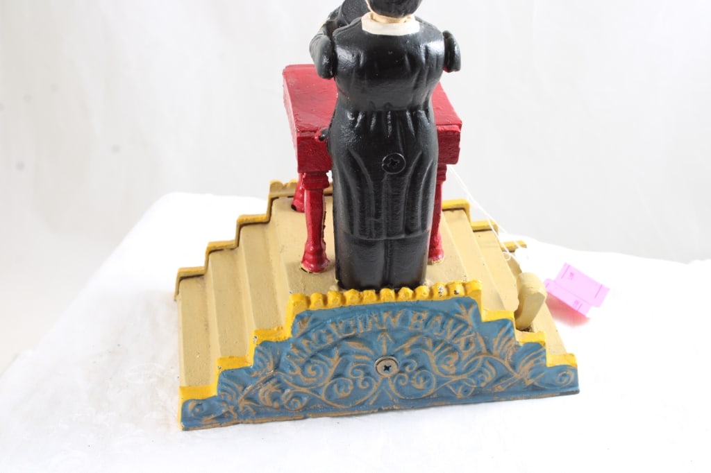 Cast Iron Magician Hat Trick Mechanical Bank Works - 11