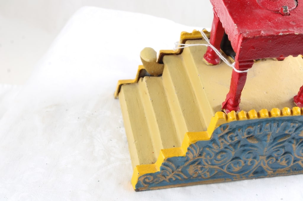 Cast Iron Magician Hat Trick Mechanical Bank Works - 2