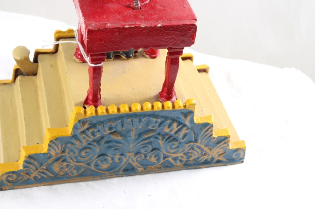 Cast Iron Magician Hat Trick Mechanical Bank Works - 3