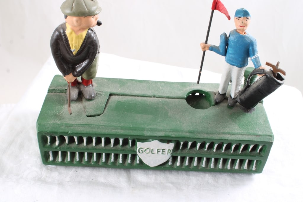 Cast Iron Golfer Mechanical Bank Works - 2