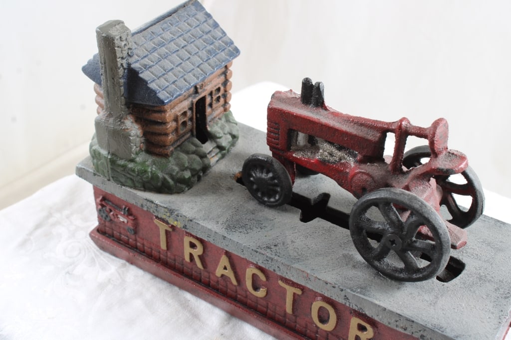 Cast Iron Tractor Mechanical Bank Works - 2
