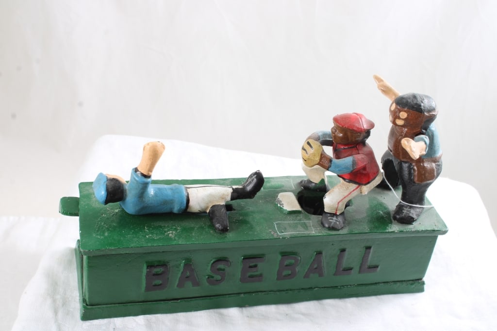 Cast Iron Baseball Mechanical Bank works - 2