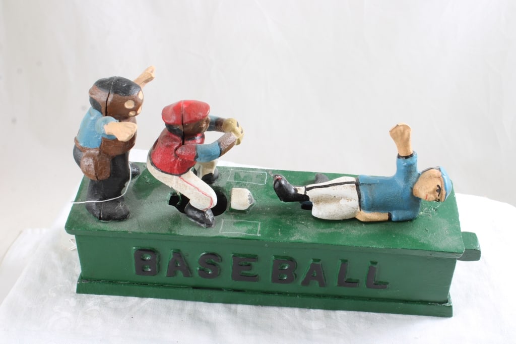 Cast Iron Baseball Mechanical Bank works - 3