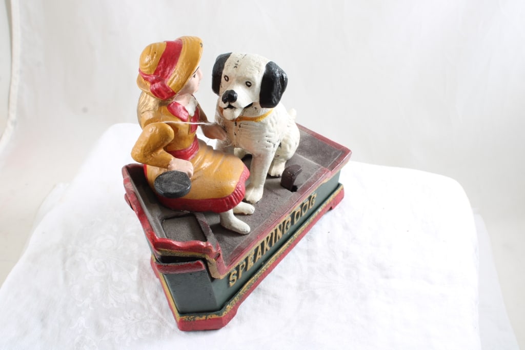 Cast Iron Speaking Dog Mechanical Bank Works - 2