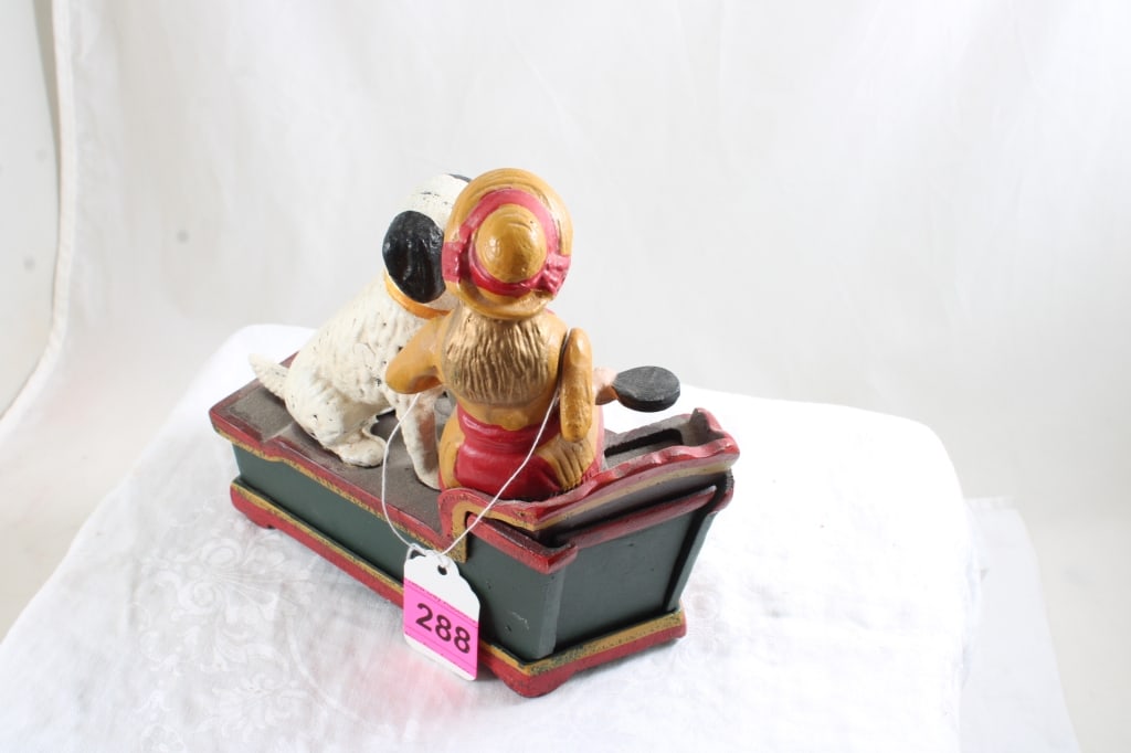 Cast Iron Speaking Dog Mechanical Bank Works - 3