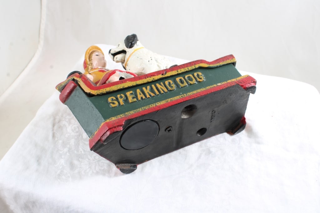 Cast Iron Speaking Dog Mechanical Bank Works - 5
