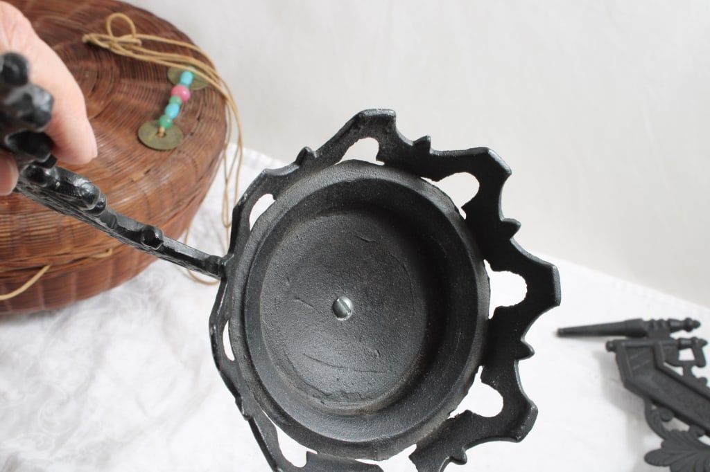 Cast Iron Wall Mounts & Sewing Baskets - 11