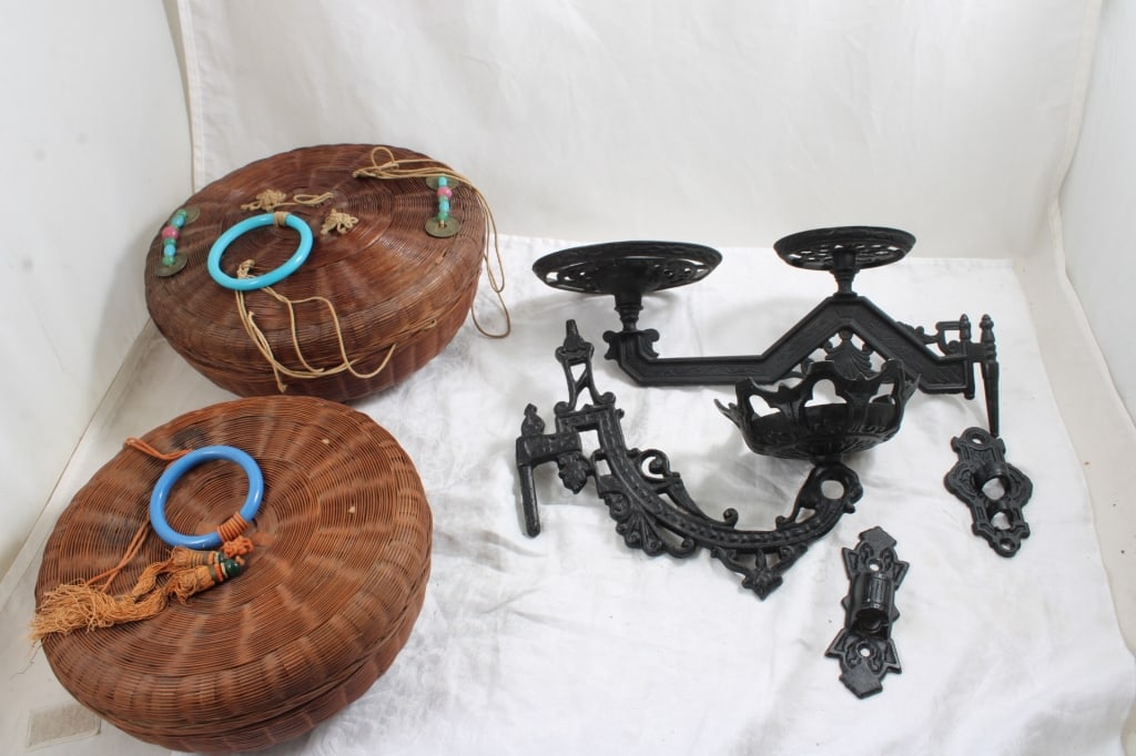 Cast Iron Wall Mounts & Sewing Baskets (1 of 20)