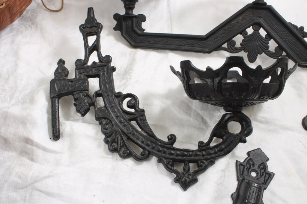 Cast Iron Wall Mounts & Sewing Baskets - 2