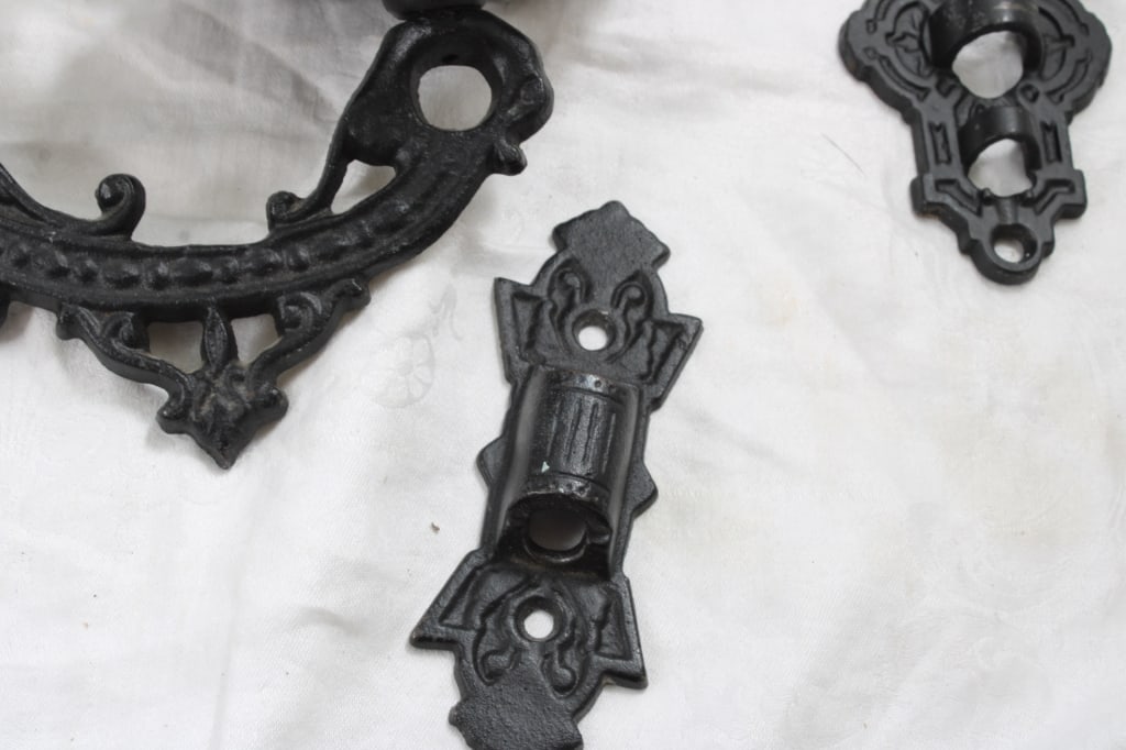 Cast Iron Wall Mounts & Sewing Baskets - 3