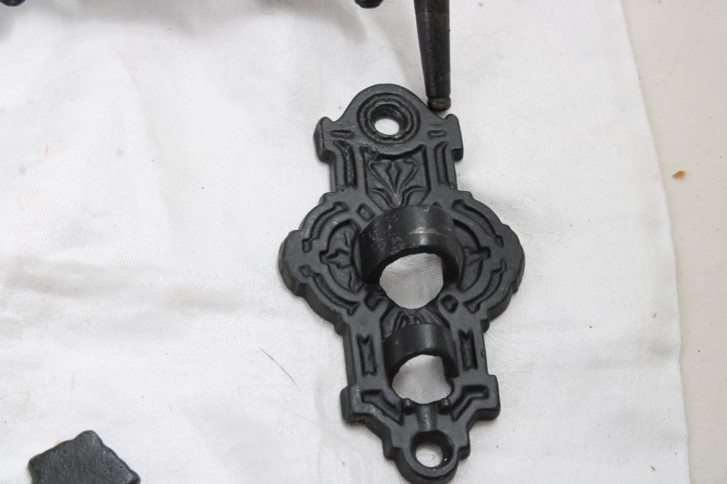 Cast Iron Wall Mounts & Sewing Baskets - 5