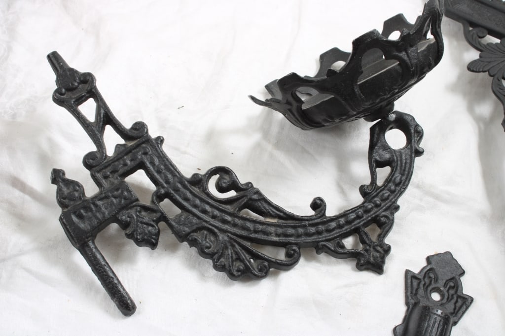 Cast Iron Wall Mounts & Sewing Baskets - 8