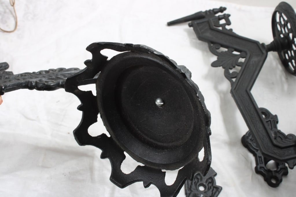 Cast Iron Wall Mounts & Sewing Baskets - 9